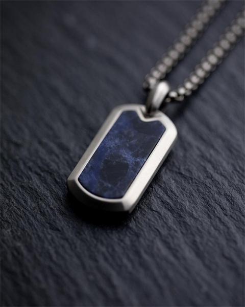 Halskette aus Volltitan mit blauem Jeremejevit-Stein - Imperium Blue